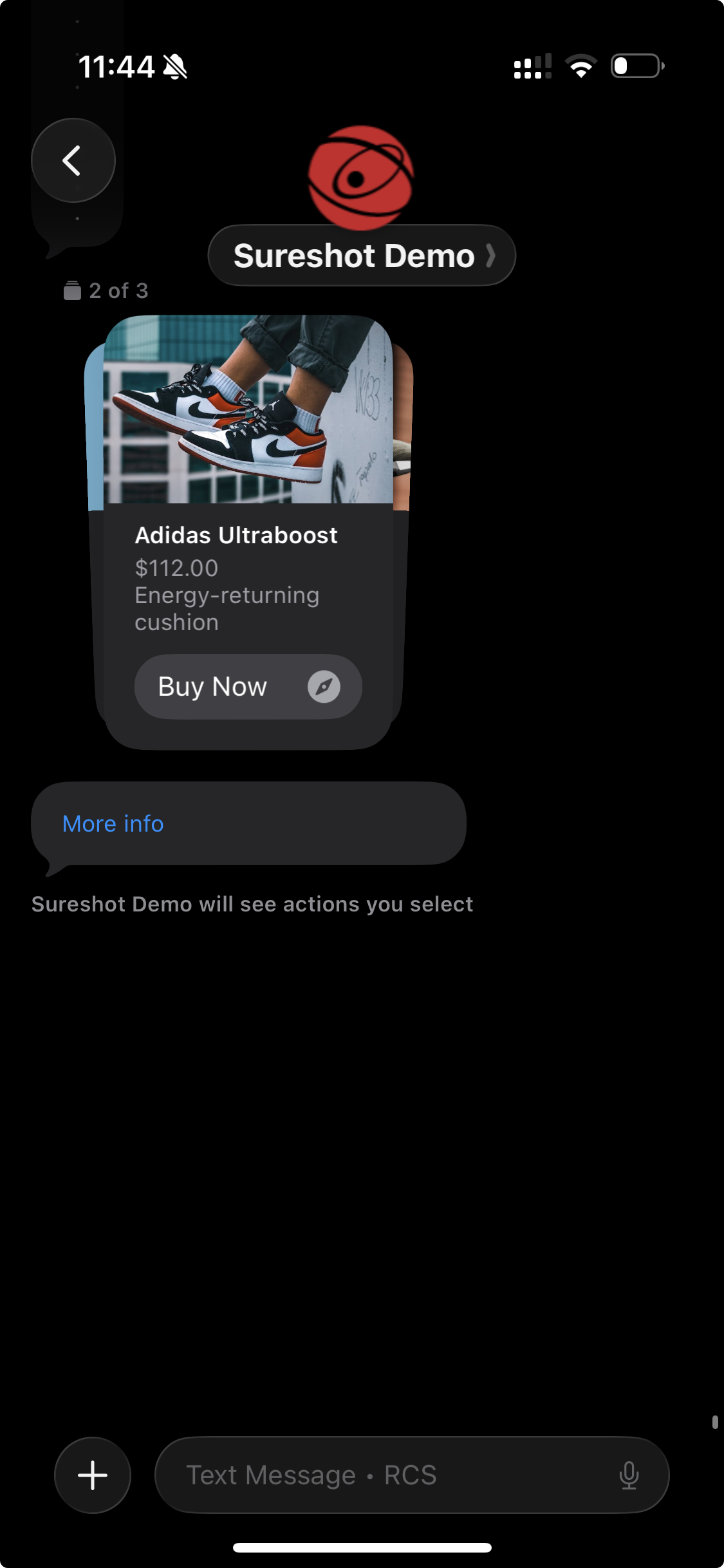 RCS carousel with multiple product cards